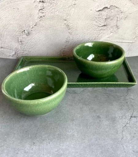 Bowl Set of 2 with Serving Tray