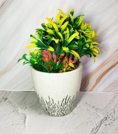 White Leaf design Ceramic Planter